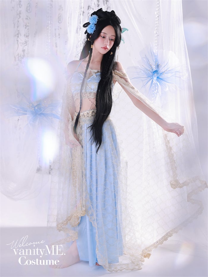 【4点セット】清夢｜中国コスプレ・漢服衣装 天女 ブルー vcsot-26015