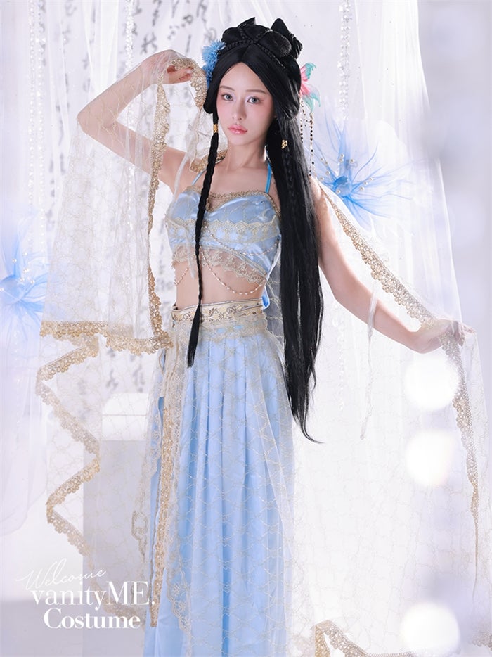 【4点セット】清夢｜中国コスプレ・漢服衣装 天女 ブルー vcsot-26015