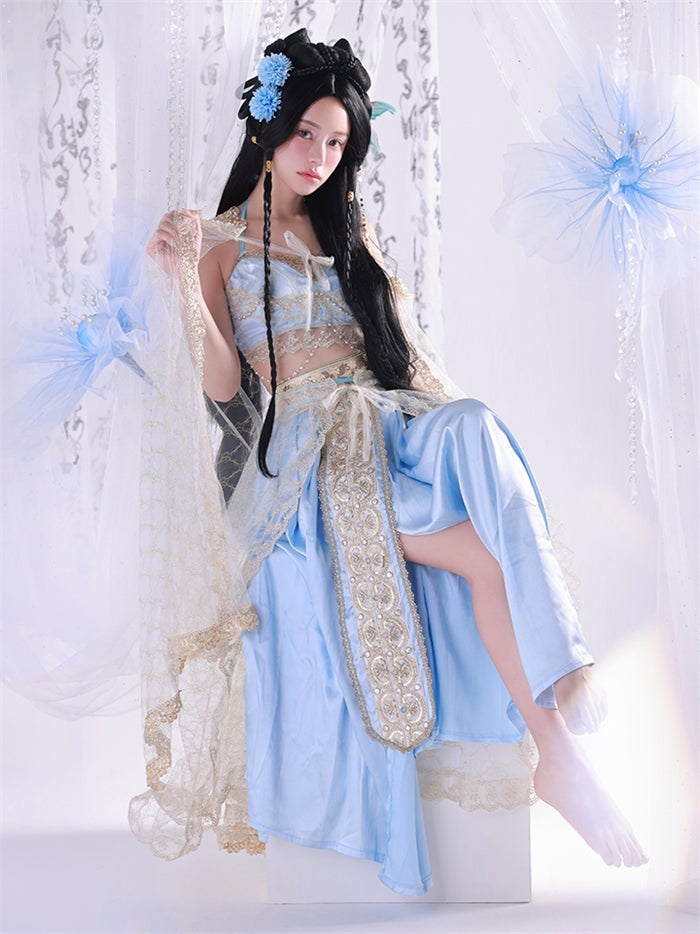 【4点セット】清夢｜中国コスプレ・漢服衣装 天女 ブルー vcsot-26015