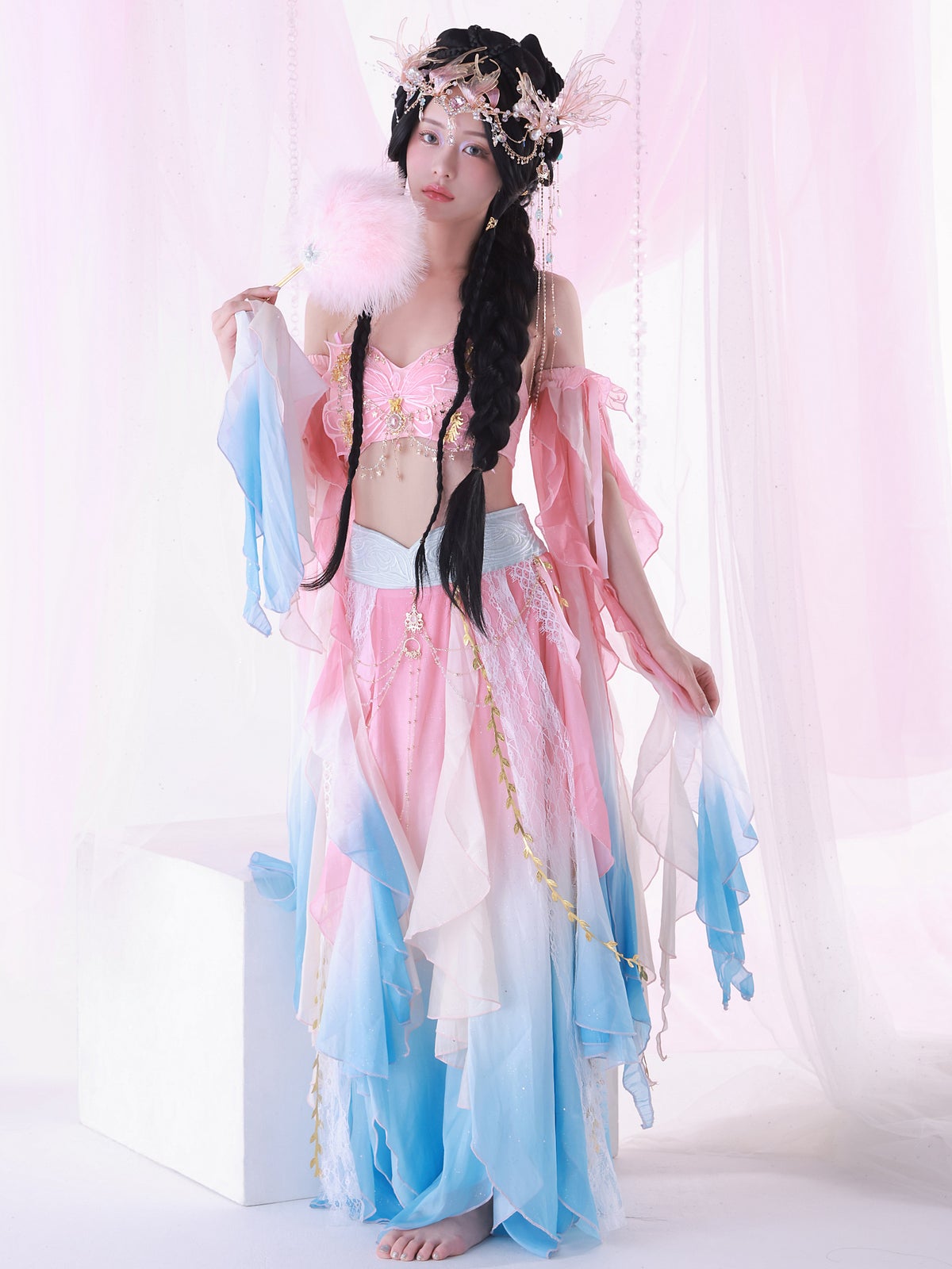 【4点セット】淡華｜中国コスプレ・漢服衣装 天女 ピンク vcsot-25041-4