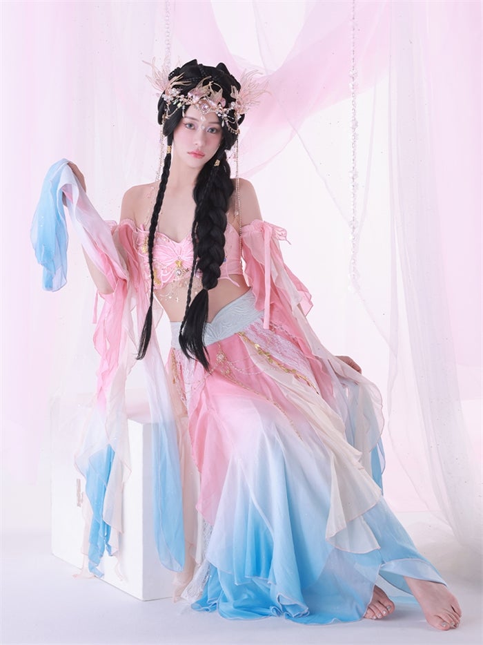 【4点セット】淡華｜中国コスプレ・漢服衣装 天女 ピンク vcsot-25041-4