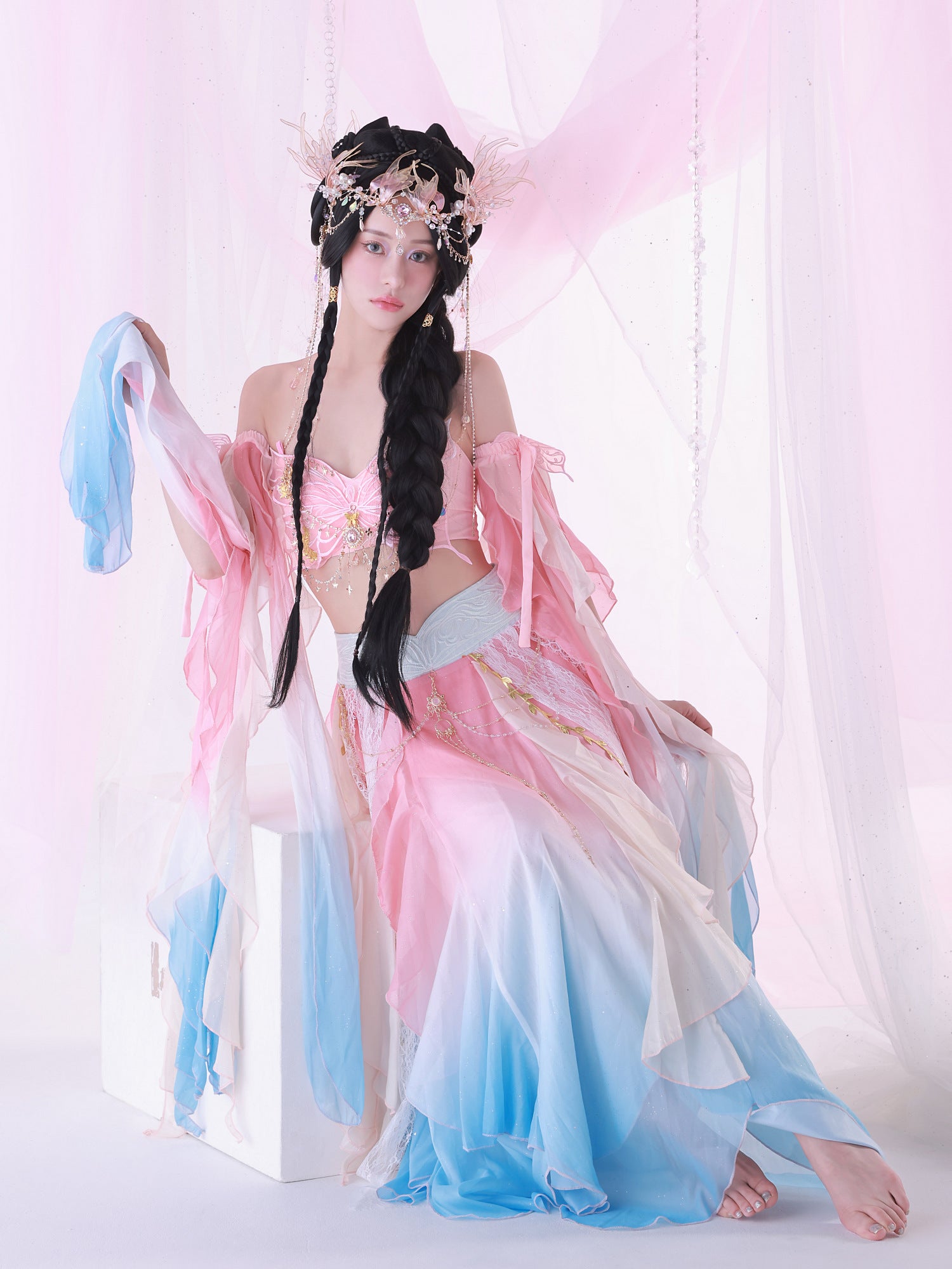 【4点セット】淡華｜中国コスプレ・漢服衣装 天女 ピンク vcsot-25041-4