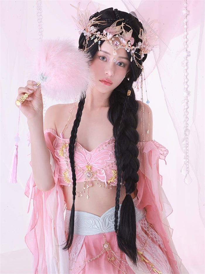 【4点セット】淡華｜中国コスプレ・漢服衣装 天女 ピンク vcsot-25041-4