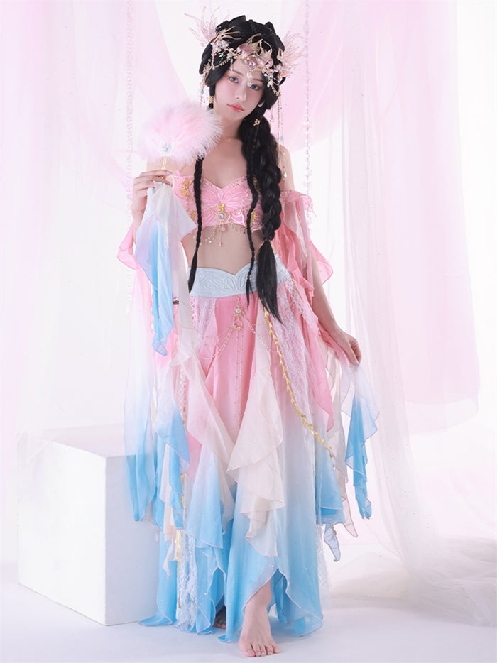 【4点セット】淡華｜中国コスプレ・漢服衣装 天女 ピンク vcsot-25041-4