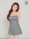 ROBE de FLEURS ローブドフルール 【XSサイズあり】 ギンガムチェックベアリボンセットアップミニキャバドレス fm4372-c