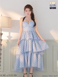  ROBE de FLEURS ローブドフルール 【XS～Lサイズあり】 ドットティアードバックリボンロングキャバドレス fm4914-c