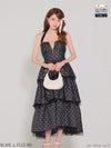  ROBE de FLEURS ローブドフルール 【XS～Lサイズあり】 ドットティアードバックリボンロングキャバドレス fm4914-c