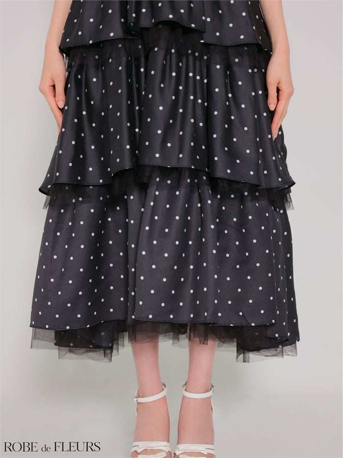 ROBE de FLEURS ローブドフルール 【XS～Lサイズあり】 ドットティアードバックリボンロングキャバドレス fm4914-c