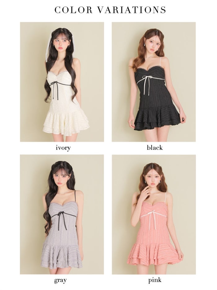 ROBE de FLEURS ローブドフルール 【XSサイズあり】 バイカラーリボンシフォンフレアミニキャバドレス fm5009-c