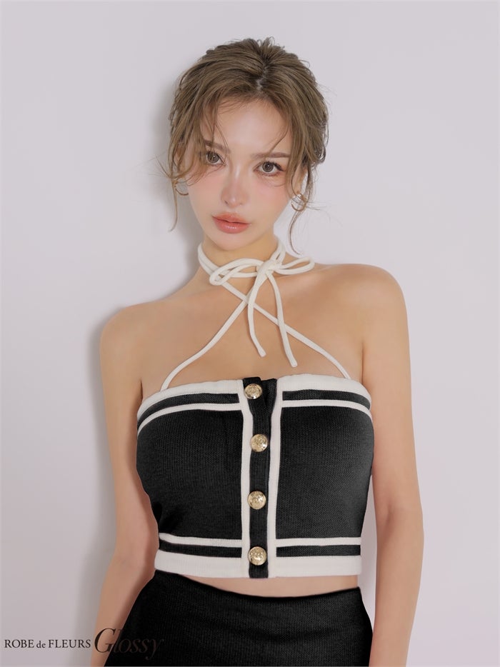 Glossy ローブドフルールグロッシー 【XSサイズあり】 クロスリボンニットセットアップミニキャバドレス（gl4379） gl4379-c