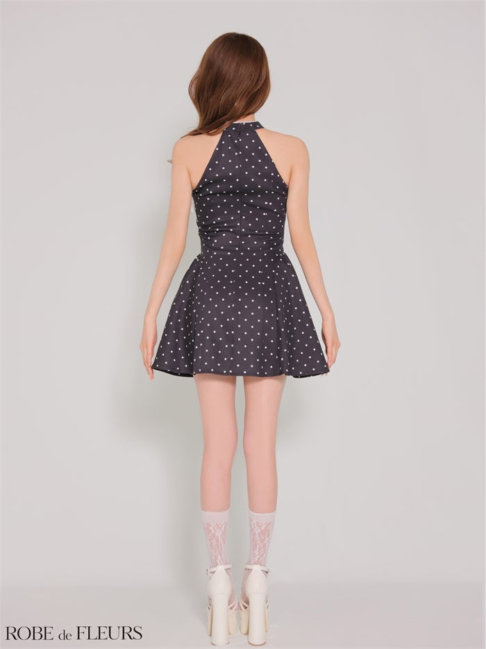 ROBE de FLEURS ローブドフルール 【XSサイズあり】ドットアメスリリボンミニキャバドレス fm4806