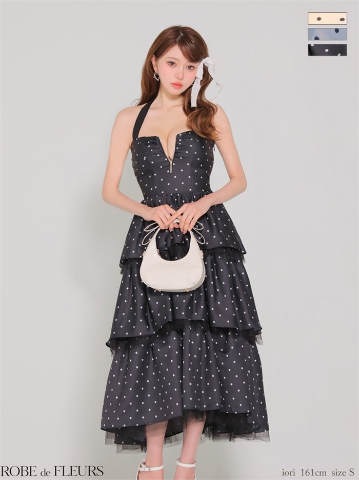 ❤︎ 【ROBE de FLEURS/ローブドフルール】 バックリボンドレス ❤︎ ROBE de FLEURS ローブドフルール 【XS～Lサイズあり】 ドット