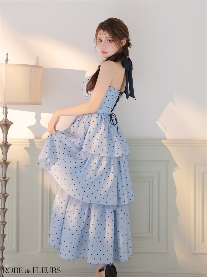 ❤︎ 【ROBE de FLEURS/ローブドフルール】 バックリボンドレス ❤︎ ROBE de FLEURS ローブドフルール 【XS～Lサイズあり】 ドット