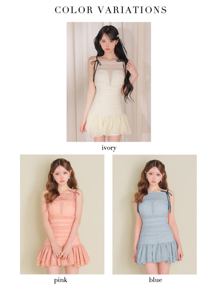ROBE de FLEURS ローブドフルール 【XSサイズあり】 ラメシフォンリボンキャミミニキャバドレス fm4917-c