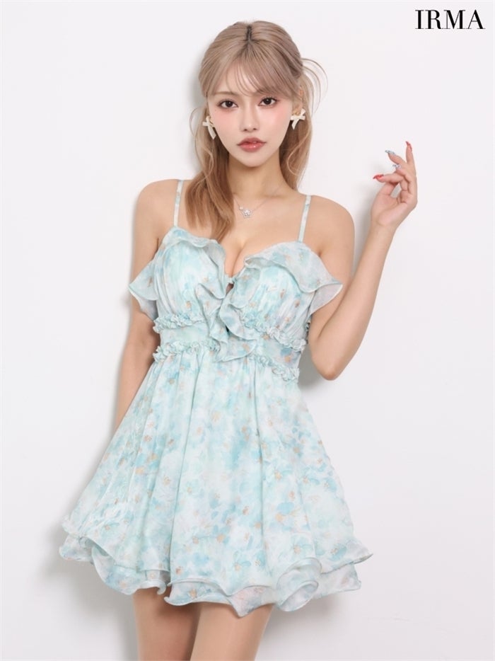 IRMA イルマ フラワープリントシフォン/ワンピース ミニドレス ir61153-c