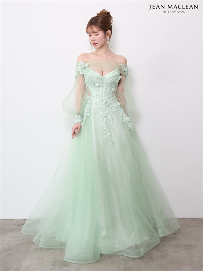 JEAN MACLEAN ジャンマクレーン オベア/プリンセススリーブ付き/レースロングドレス ja61177-c