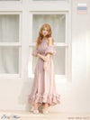 【XS～Lサイズあり】 Puff sleeve tuck frill long dress VC4681-c
