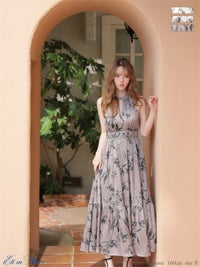 【XS～Lサイズあり】 Halter flower long dress VC4680-c