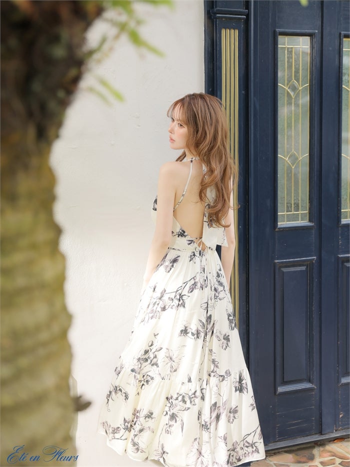 【XS～Lサイズあり】 Halter flower long dress VC4680-c