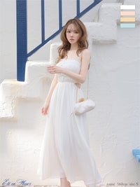 【XS～Lサイズあり】 Satin gathered cami long dress VC4685-c