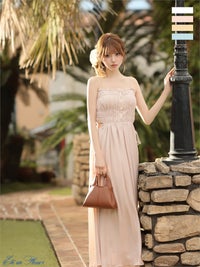 【XS～Lサイズあり】 Satin gathered cami long dress VC4685-c