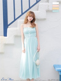 【XS～Lサイズあり】 Satin gathered cami long dress VC4685-c