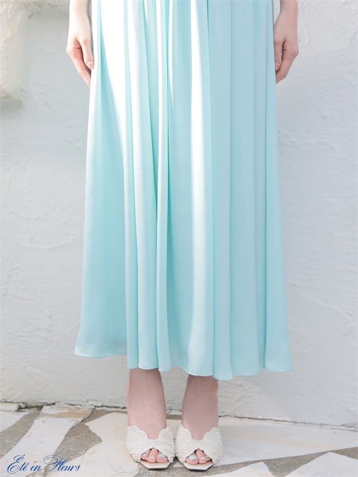 【XS～Lサイズあり】 Satin gathered cami long dress VC4685-c