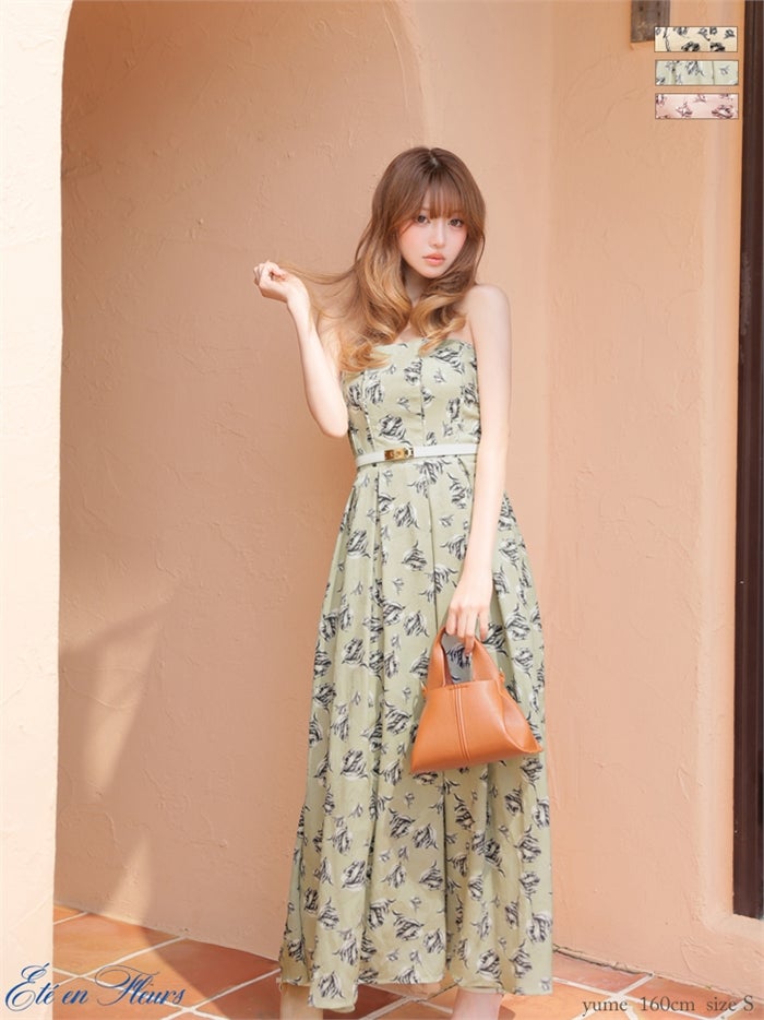 6月下旬頃入荷予定】 【XS～Lサイズあり】 Flower bear long dress