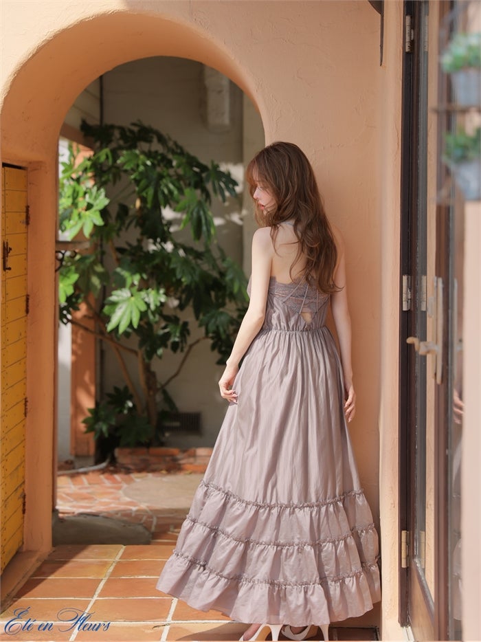 【XS～Lサイズあり】 Drape tiered long dress VC4677-c