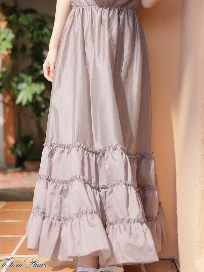 【XS～Lサイズあり】 Drape tiered long dress VC4677-c