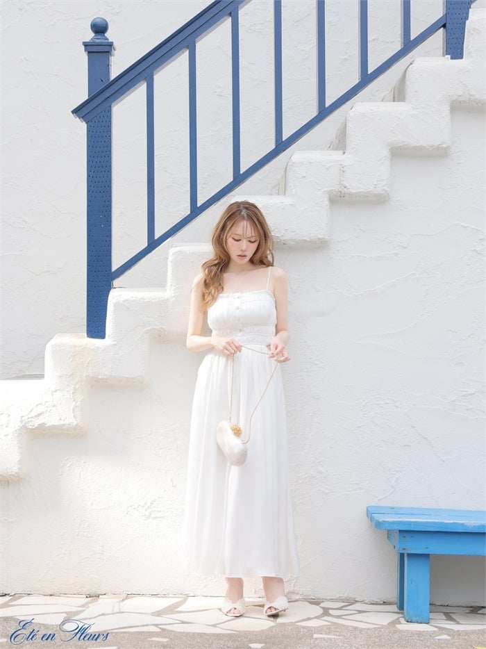 【XS～Lサイズあり】 Satin gathered cami long dress VC4685