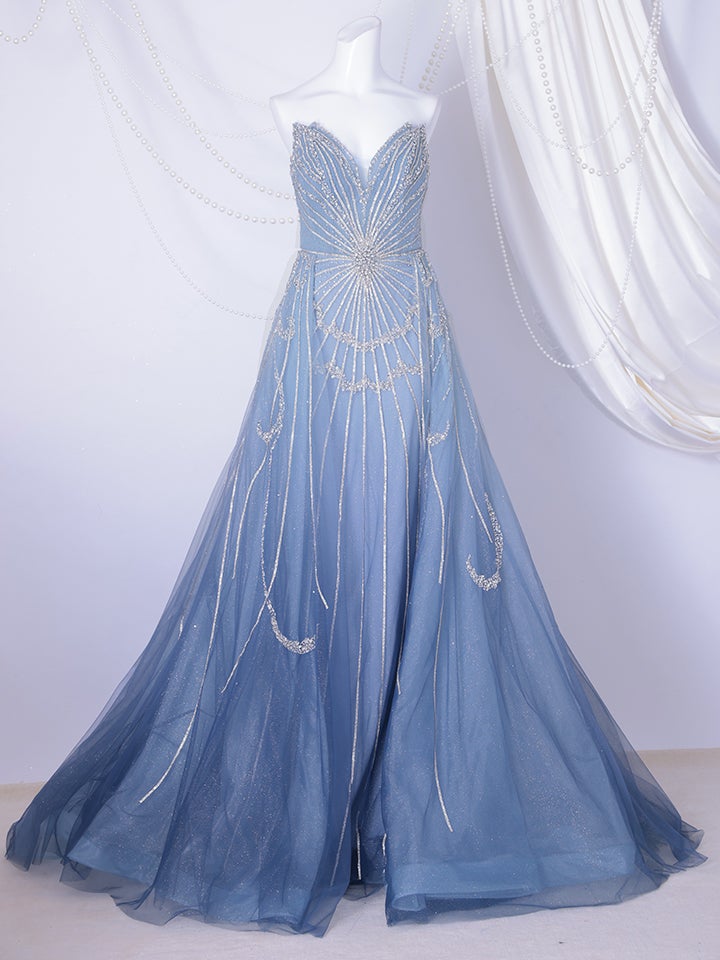 vanityME.couture. バニティーミークチュール Ciel Etoile Couture シエル・エトワール・クチュール ロングドレス ブルー 水色 ビジュー チュール バースデー vctr-l-a1508