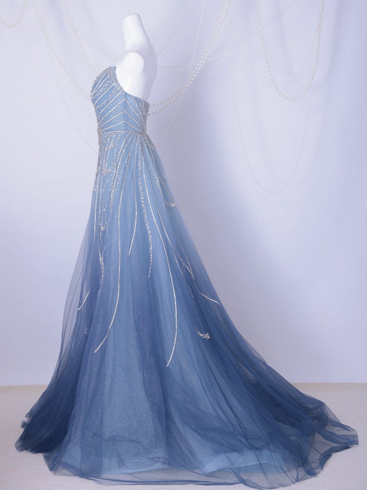 vanityME.couture. バニティーミークチュール Ciel Etoile Couture シエル・エトワール・クチュール ロングドレス ブルー 水色 ビジュー チュール バースデー vctr-l-a1508