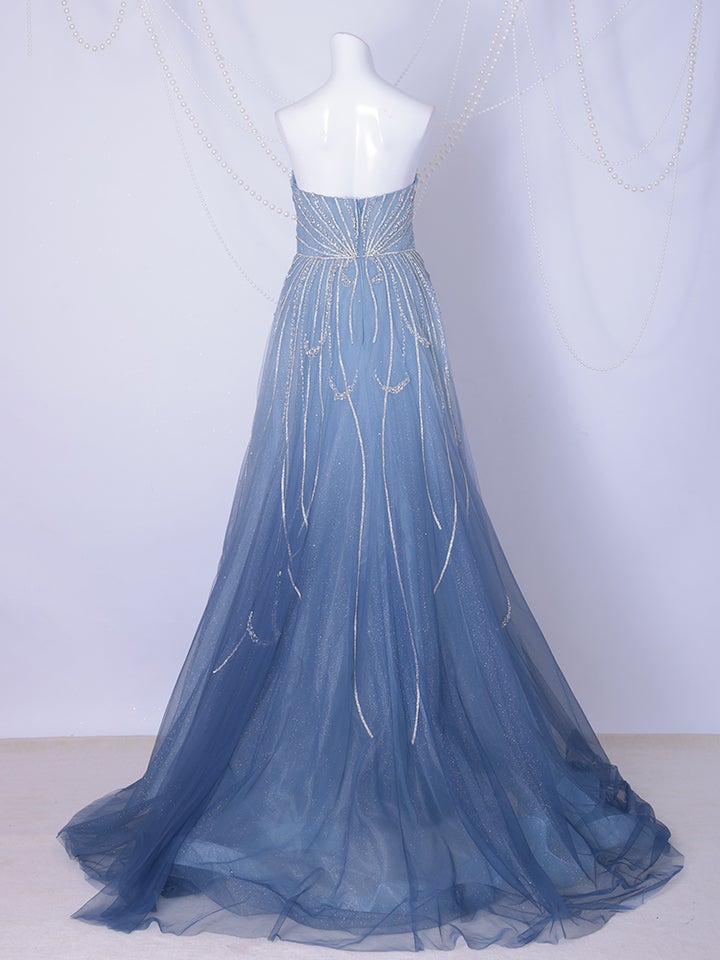 vanityME.couture. バニティーミークチュール Ciel Etoile Couture シエル・エトワール・クチュール ロングドレス ブルー 水色 ビジュー チュール バースデー vctr-l-a1508