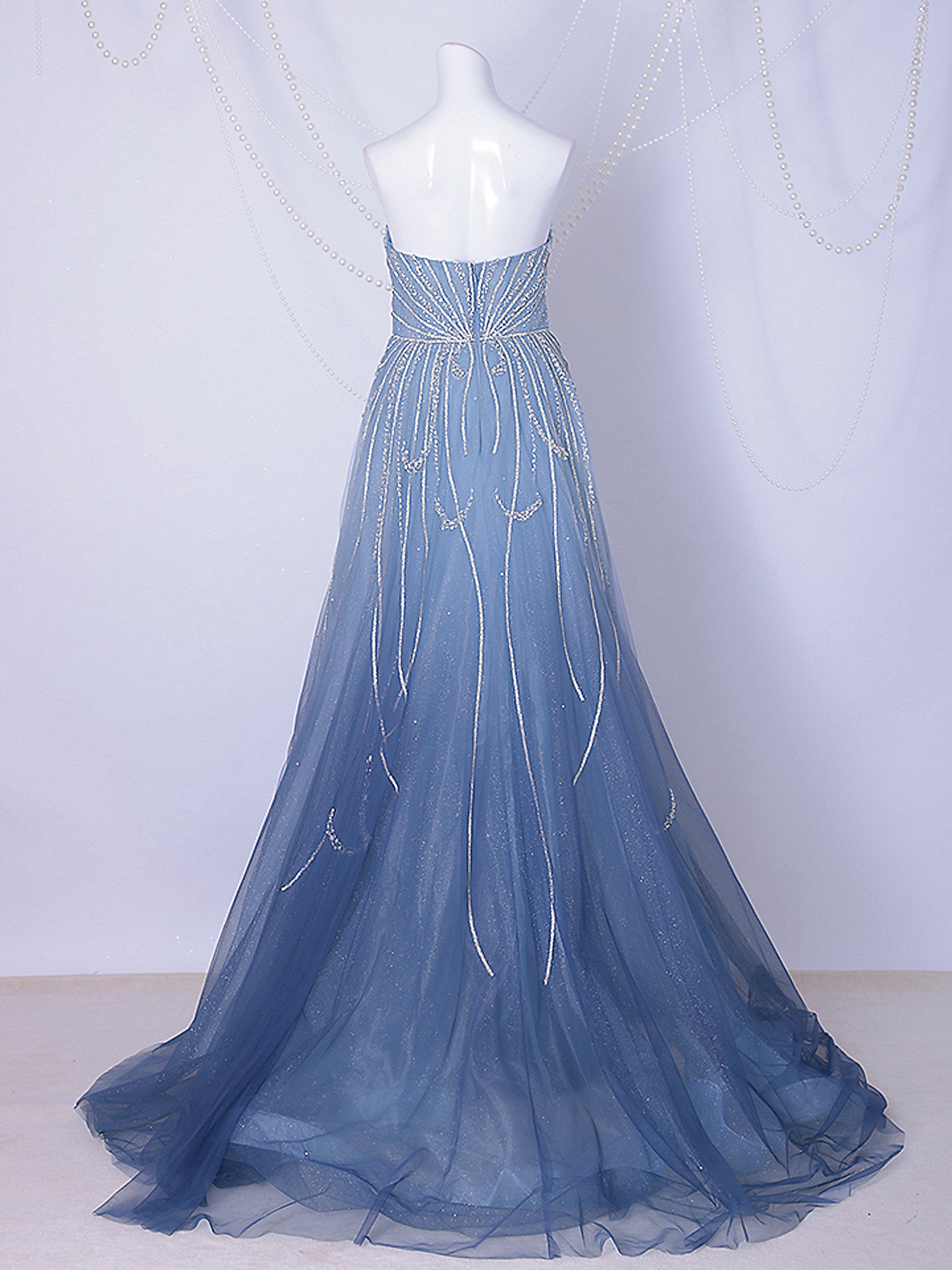 vanityME.couture. バニティーミークチュール Ciel Etoile Couture シエル・エトワール・クチュール ロングドレス ブルー 水色 ビジュー チュール バースデー vctr-l-a1508