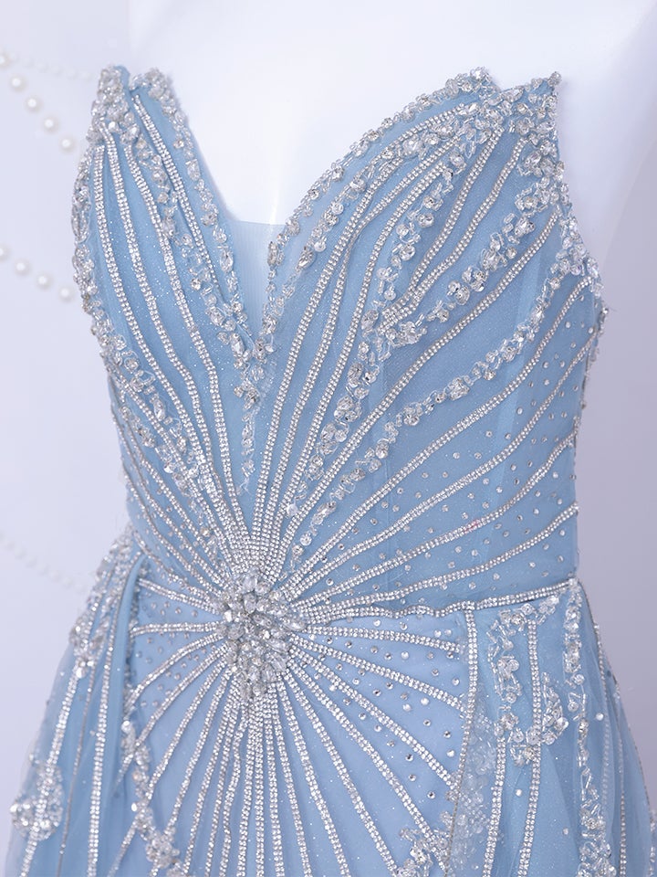 vanityME.couture. バニティーミークチュール Ciel Etoile Couture シエル・エトワール・クチュール ロングドレス ブルー 水色 ビジュー チュール バースデー vctr-l-a1508