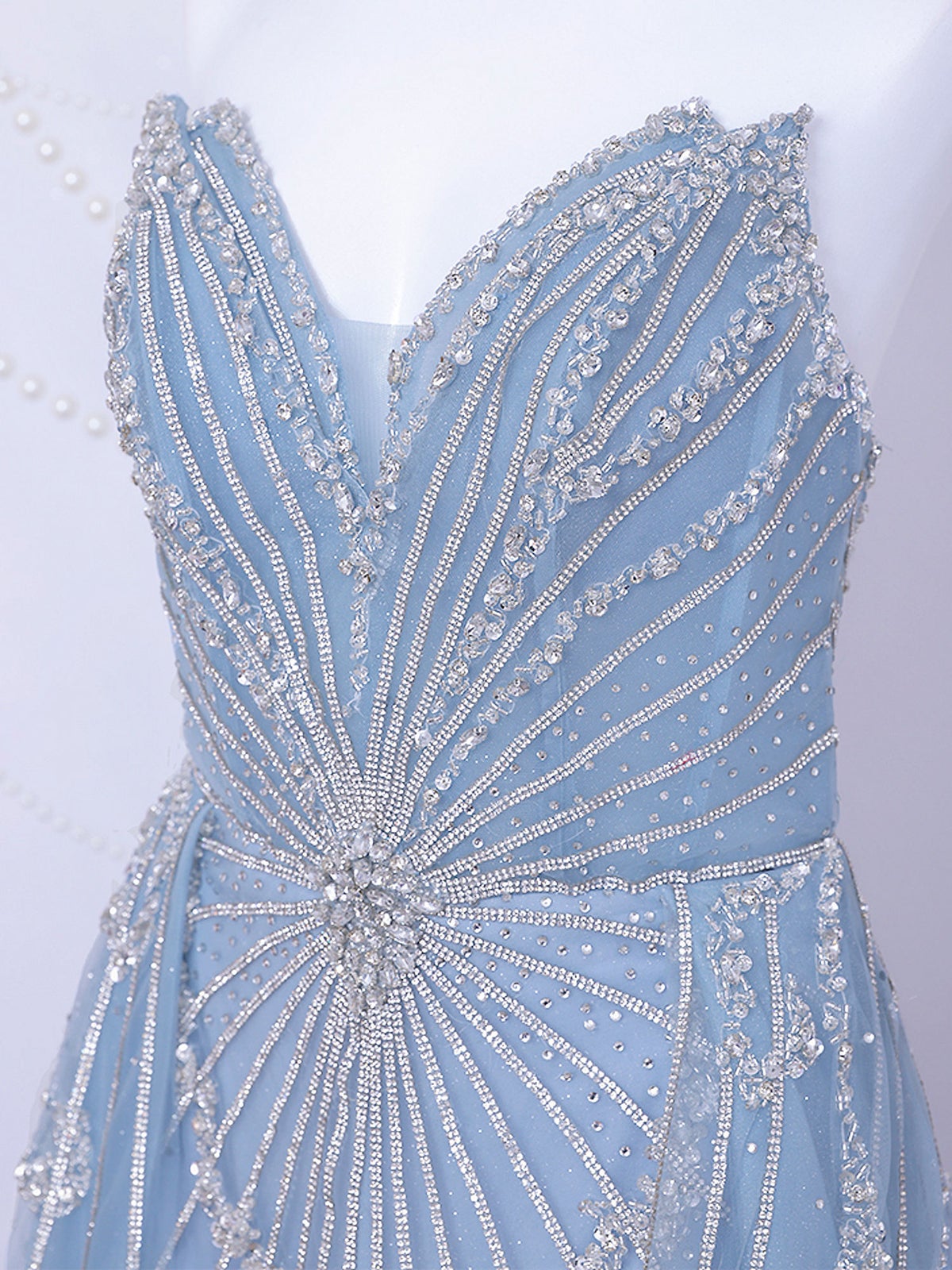 vanityME.couture. バニティーミークチュール Ciel Etoile Couture シエル・エトワール・クチュール ロングドレス ブルー 水色 ビジュー チュール バースデー vctr-l-a1508