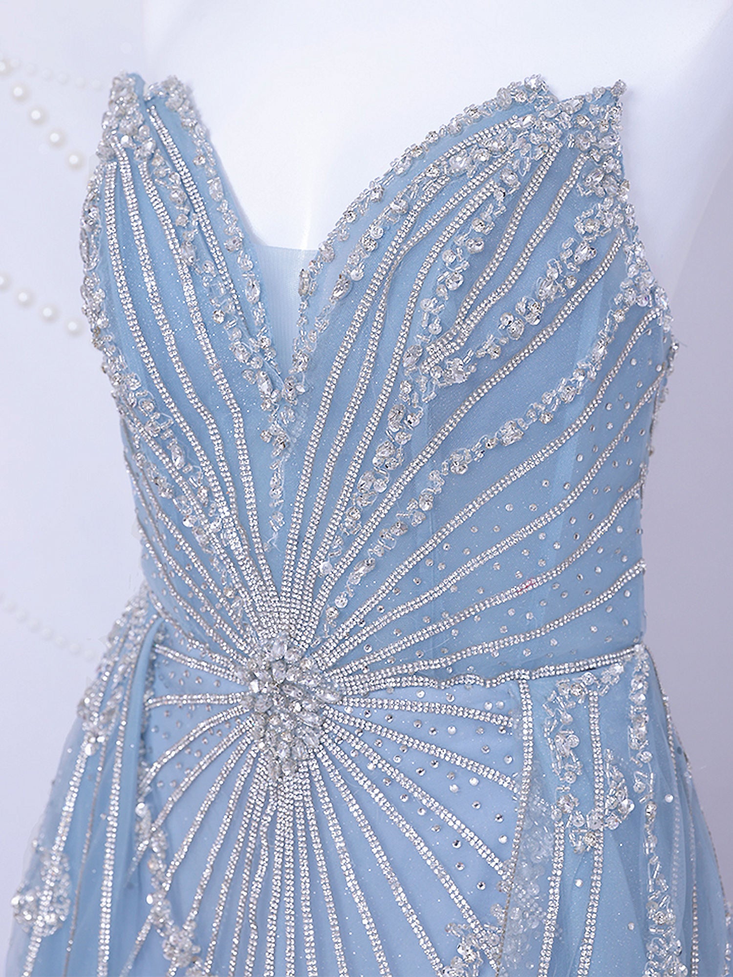 vanityME.couture. バニティーミークチュール Ciel Etoile Couture シエル・エトワール・クチュール ロングドレス ブルー 水色 ビジュー チュール バースデー vctr-l-a1508