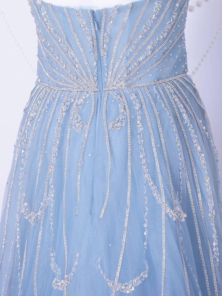 vanityME.couture. バニティーミークチュール Ciel Etoile Couture シエル・エトワール・クチュール ロングドレス ブルー 水色 ビジュー チュール バースデー vctr-l-a1508