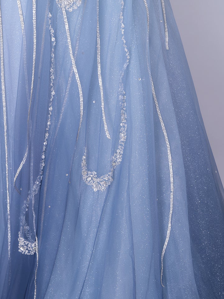 vanityME.couture. バニティーミークチュール Ciel Etoile Couture シエル・エトワール・クチュール ロングドレス ブルー 水色 ビジュー チュール バースデー vctr-l-a1508