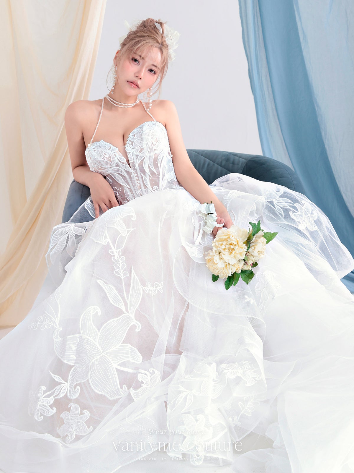 vanityME.couture. バニティーミークチュール Lys Blanc Couture リス・ブラン・クチュール ロングドレス ホワイト 白 リリー フリル プリンセス バースデー vctr-l-vvl059