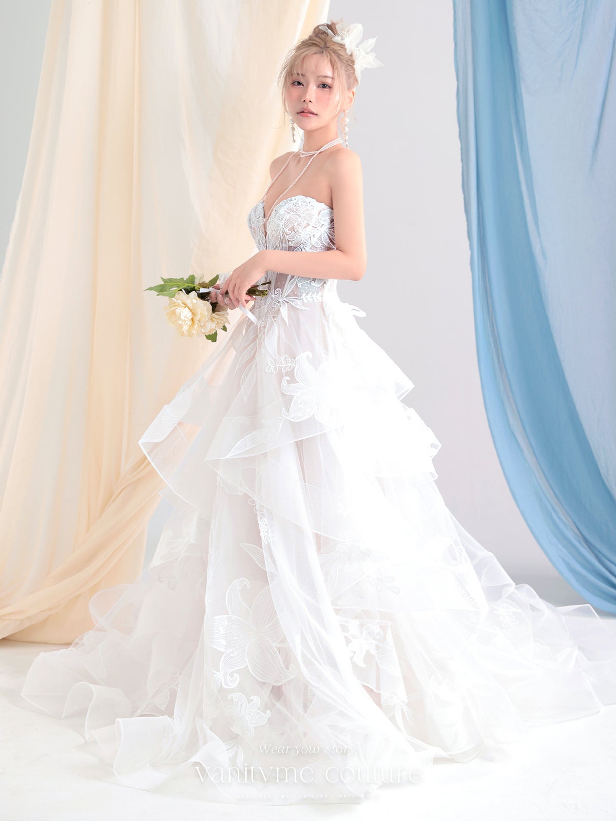 vanityME.couture. バニティーミークチュール Lys Blanc Couture リス・ブラン・クチュール ロングドレス ホワイト 白 リリー フリル プリンセス バースデー vctr-l-vvl059