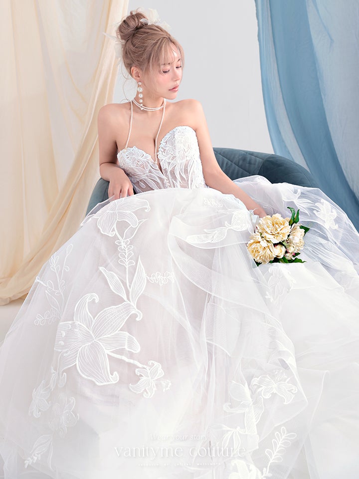 vanityME.couture. バニティーミークチュール Lys Blanc Couture リス・ブラン・クチュール ロングドレス ホワイト 白 リリー フリル プリンセス バースデー vctr-l-vvl059