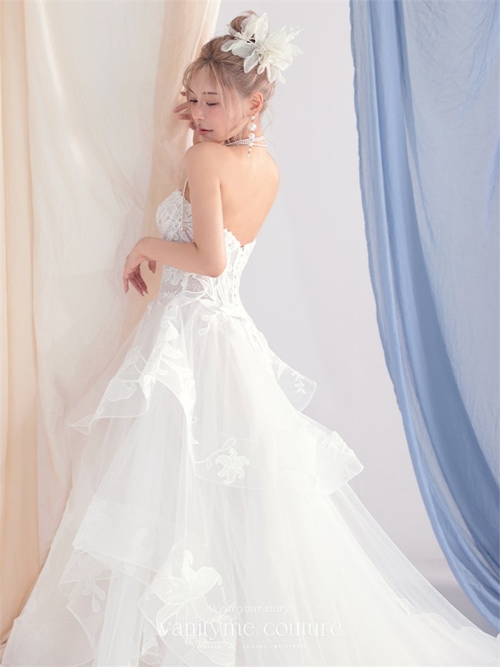 vanityME.couture. バニティーミークチュール Lys Blanc Couture リス・ブラン・クチュール ロングドレス ホワイト 白 リリー フリル プリンセス バースデー vctr-l-vvl059