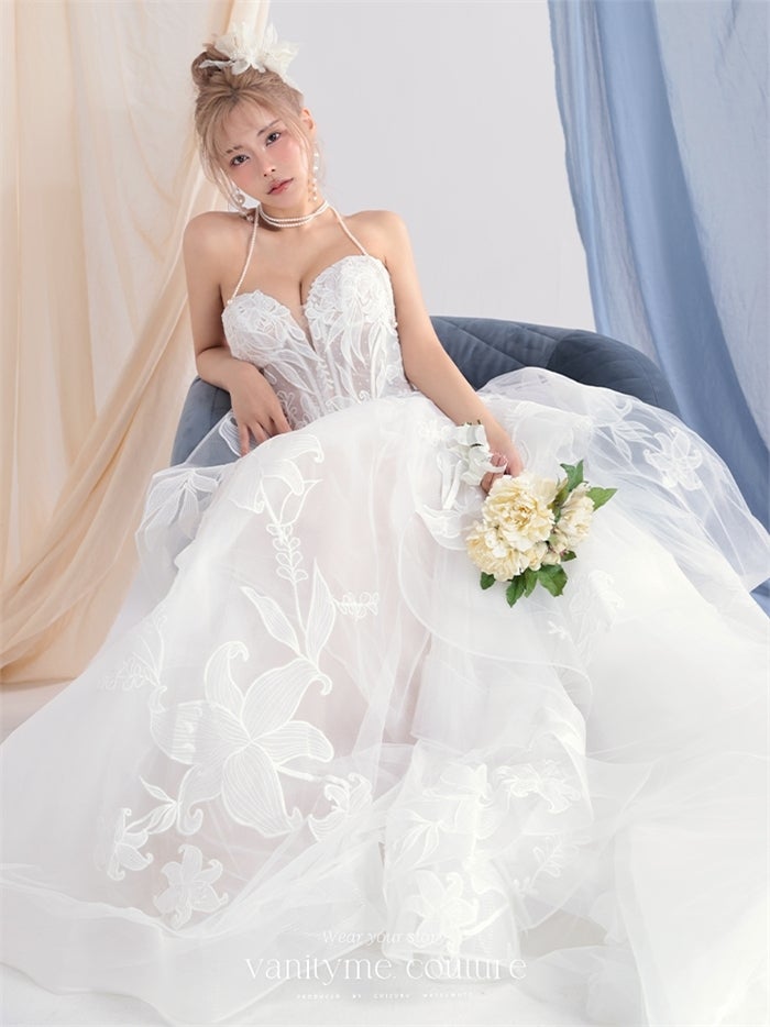 vanityME.couture. バニティーミークチュール Lys Blanc Couture リス・ブラン・クチュール ロングドレス ホワイト 白 リリー フリル プリンセス バースデー vctr-l-vvl059