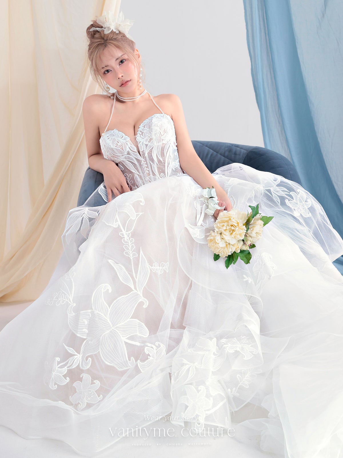 vanityME.couture. バニティーミークチュール Lys Blanc Couture リス・ブラン・クチュール ロングドレス ホワイト 白 リリー フリル プリンセス バースデー vctr-l-vvl059