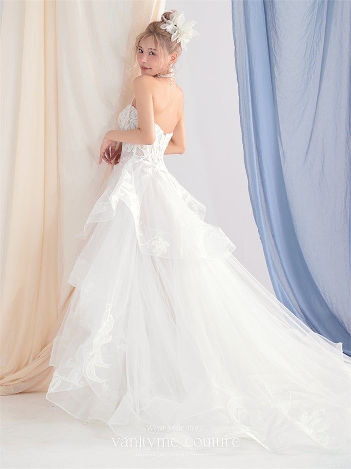 vanityME.couture. バニティーミークチュール Lys Blanc Couture リス・ブラン・クチュール ロングドレス ホワイト 白 リリー フリル プリンセス バースデー vctr-l-vvl059