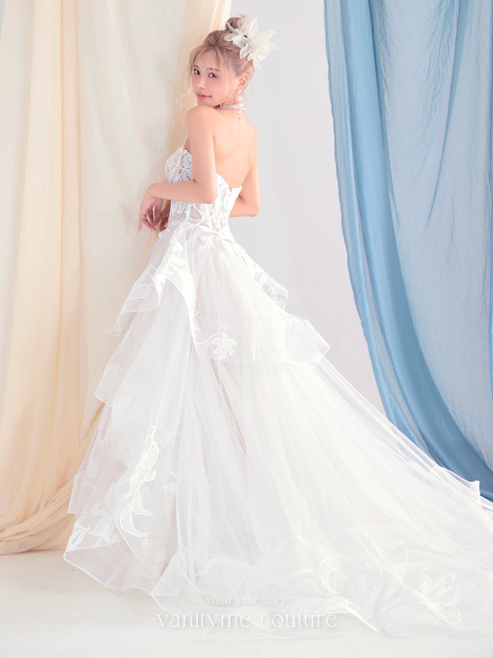 vanityME.couture. バニティーミークチュール Lys Blanc Couture リス・ブラン・クチュール ロングドレス ホワイト 白 リリー フリル プリンセス バースデー vctr-l-vvl059