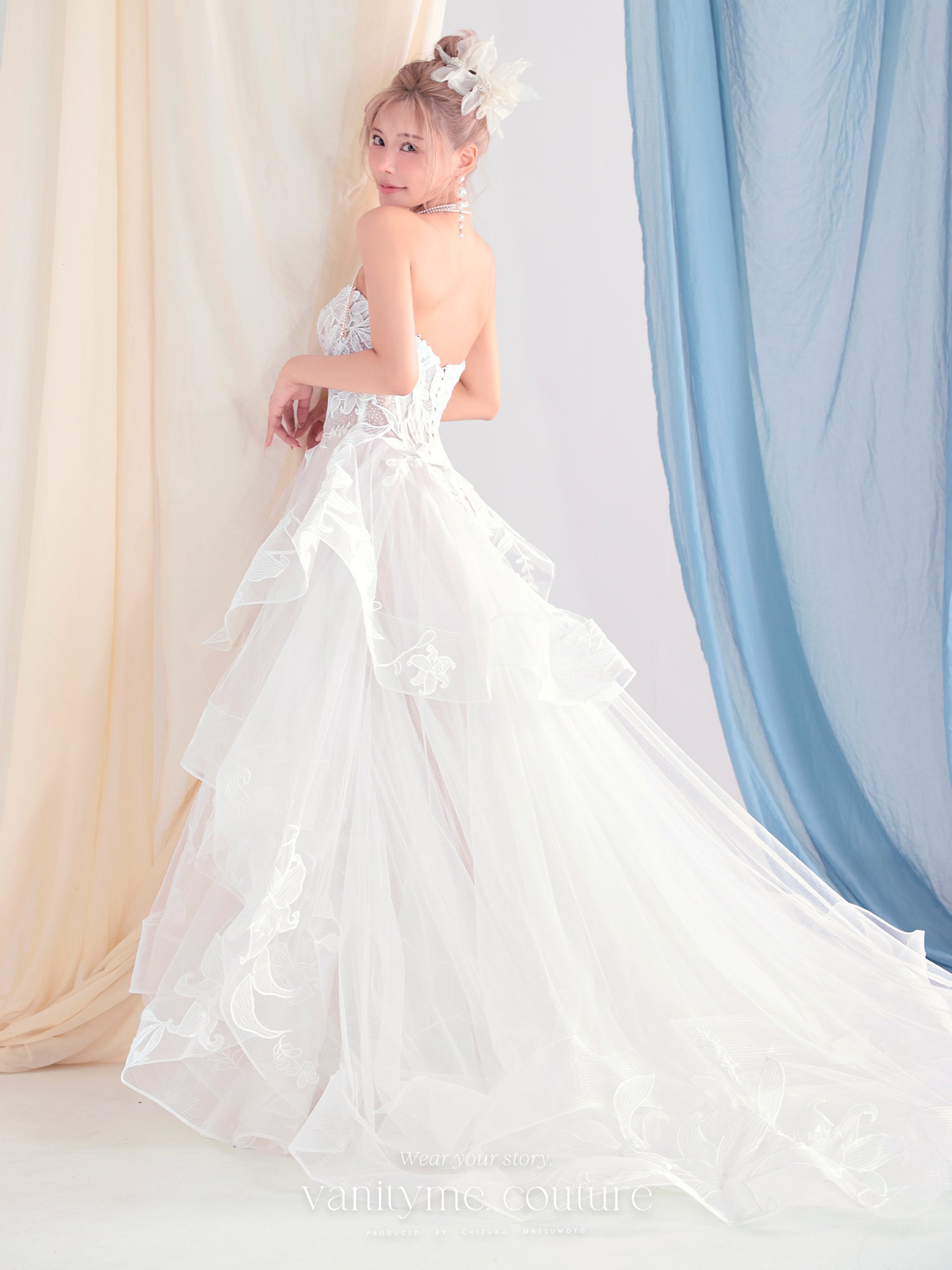 vanityME.couture. バニティーミークチュール Lys Blanc Couture リス・ブラン・クチュール ロングドレス ホワイト 白 リリー フリル プリンセス バースデー vctr-l-vvl059