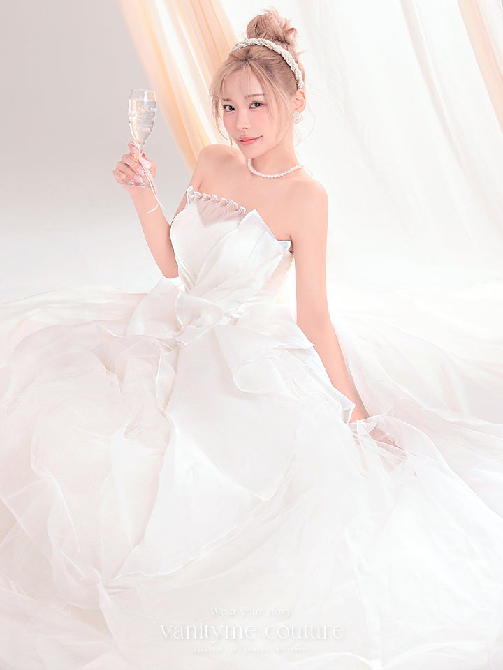 vanityME.couture. バニティーミークチュール Blanc Fleur Couture ブラン・フルール・クチュール ロングドレス ホワイト 白 フリル オーガンジー バースデー vctr-c-8665